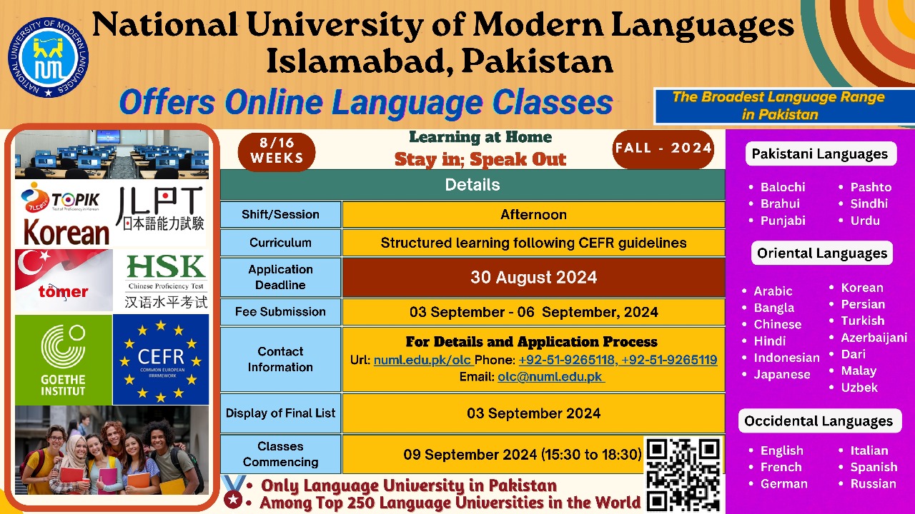 Offers Online Language Classes Fall-2024