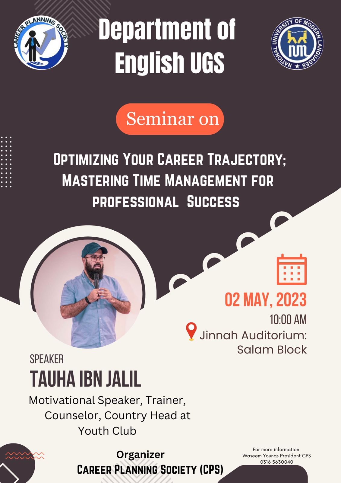 Seminar on "Optimizing your Career Trajectory; Mastering Time Management for Professional Success" by Career Planning Society (CPS)