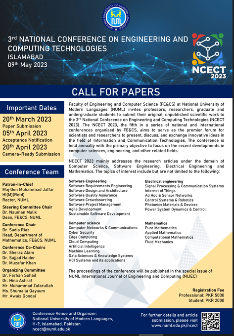 3rd National Conference on Engineering and Computing Technologies
