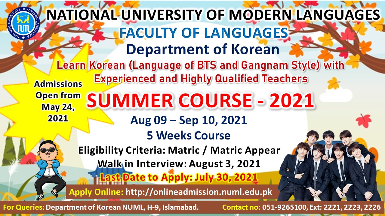 ADMISSSION OPEN - Summer Course - KOREAN Language