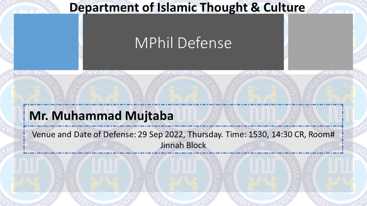 MPhil Final Defense Islamic Studies