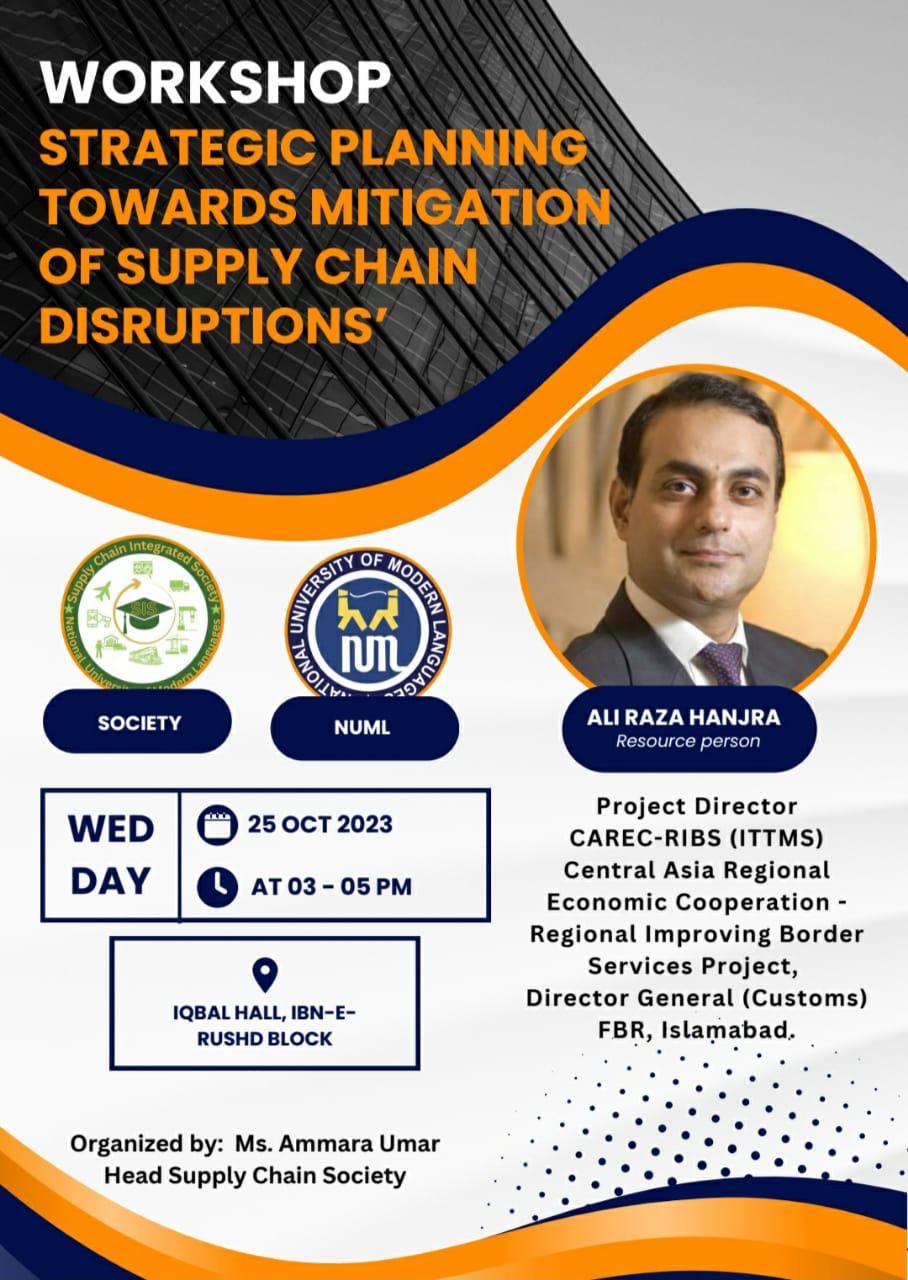 Workshop: Strategic Planning Towards Mitigation Of Supply Chain Disruptions'