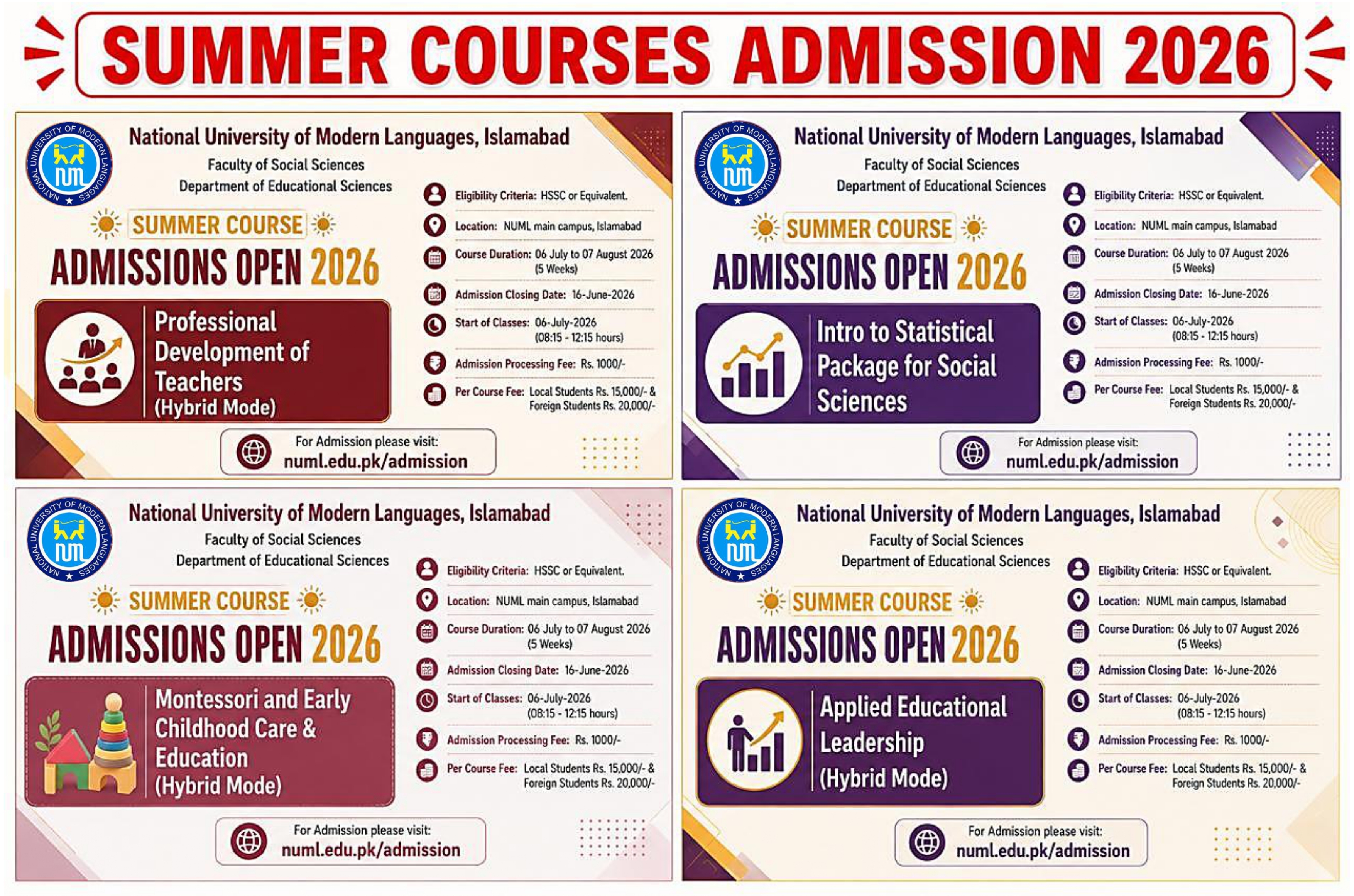 Summer Courses Admissions 2026