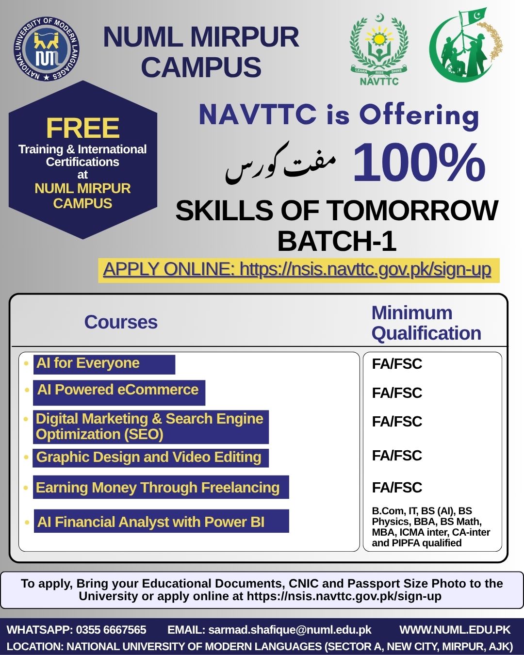 100% FREE Training & International Certifications | NAVTACC