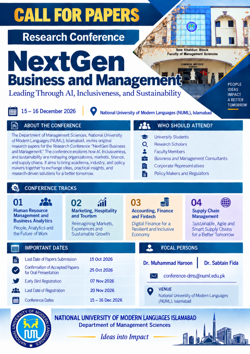 Research Conference: NextGen Business and Management - Leading Through AI, Inclusiveness, and Sustainability.