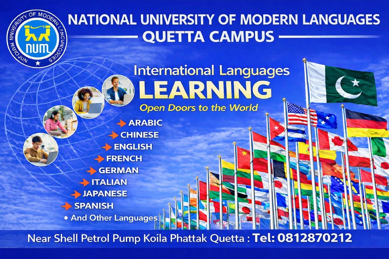 Admissions Open in International Languages Courses - NUML Quetta Campus
