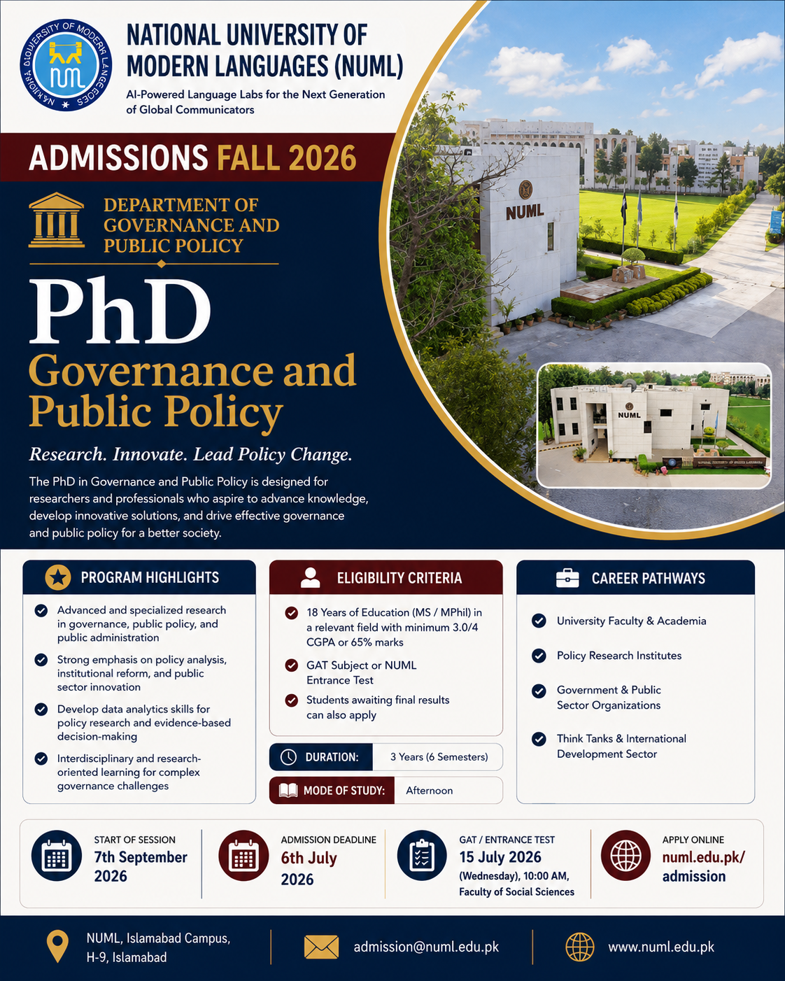 Admissions Open - PhD Governance and Public Policy