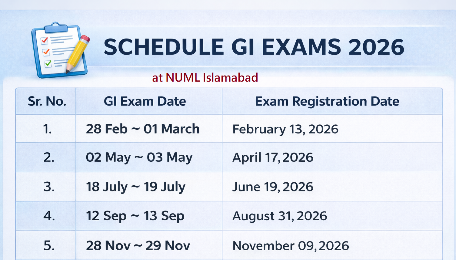 Schedule of Goethe Institute Exam 2026