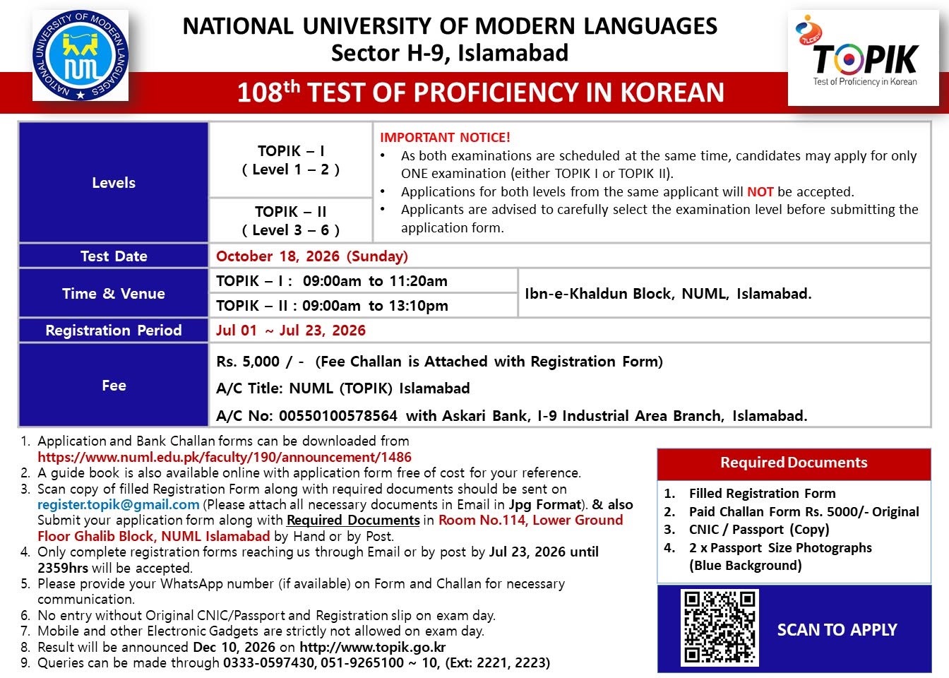 108th Test Of Proficiency in Korean