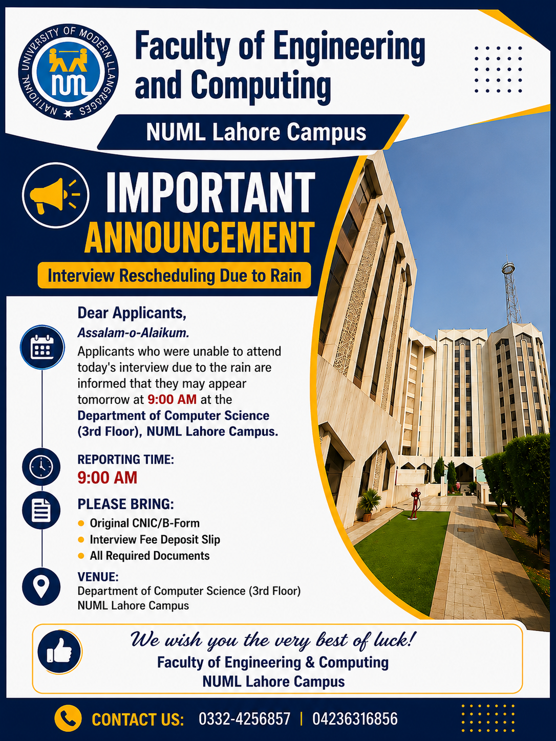 RAIN-RELATED INTERVIEW NOTICE