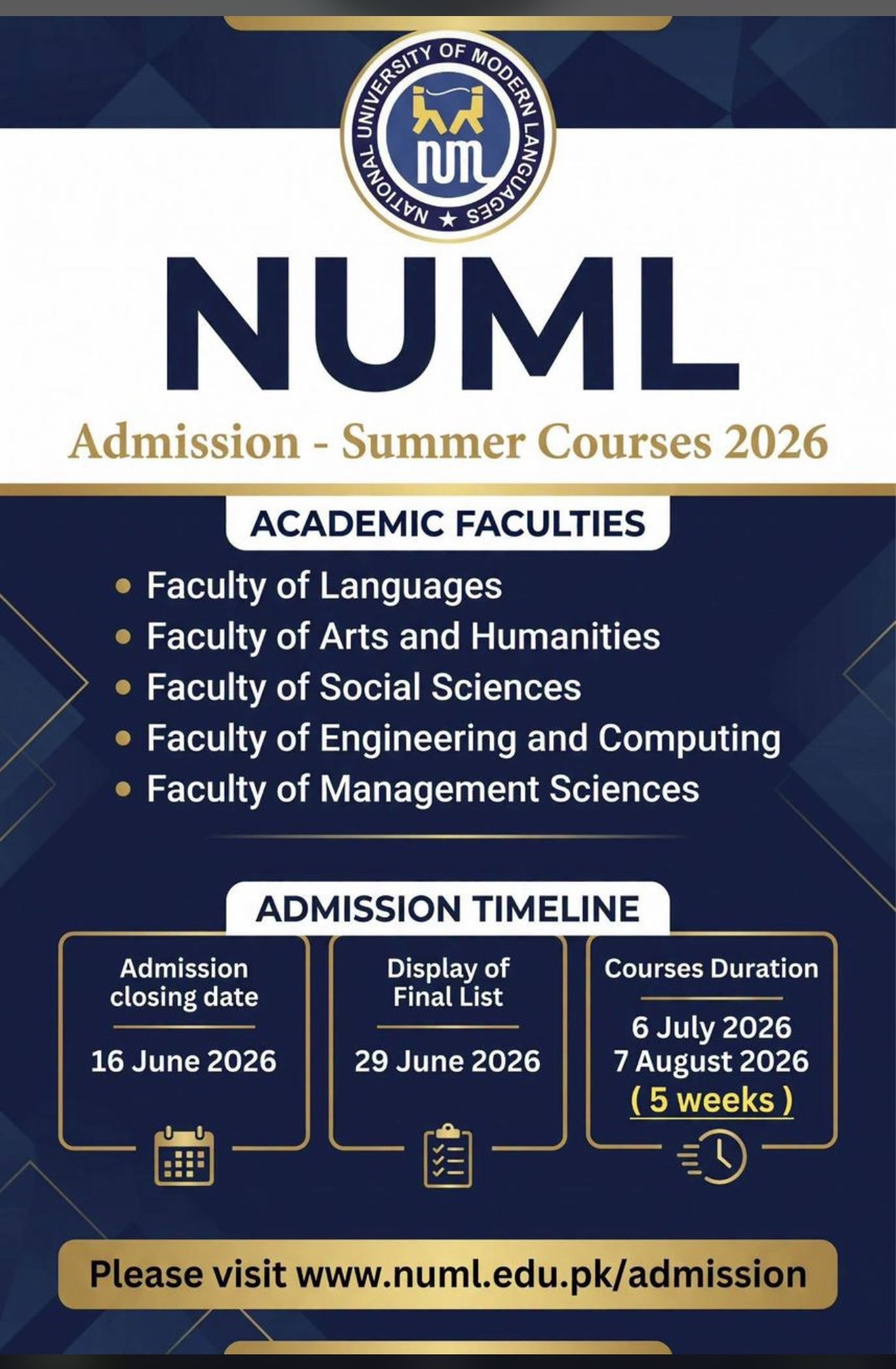 Summer Couses 2026 Admissions