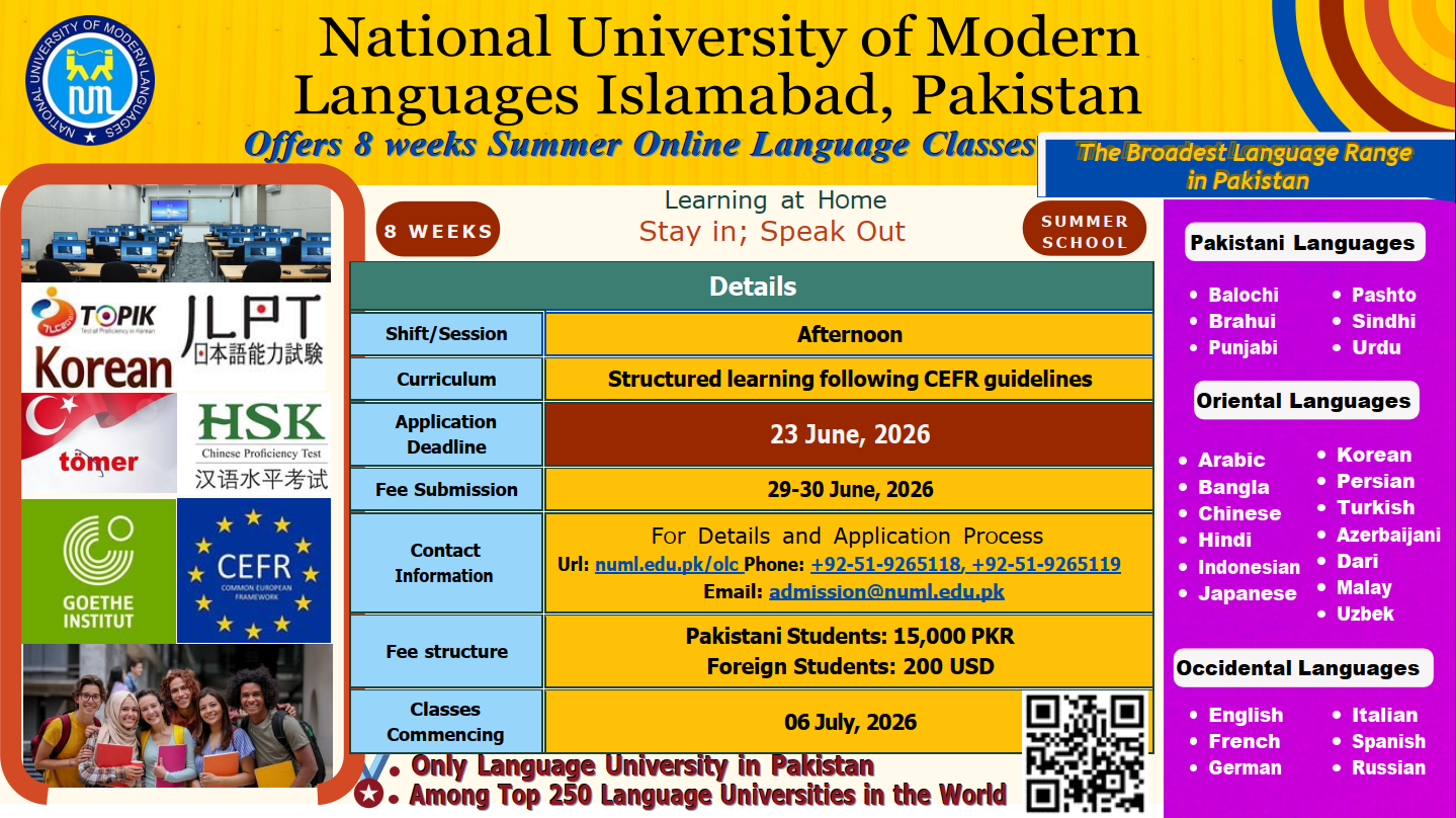 8-Weeks Summer - Online Language Proficiency Course