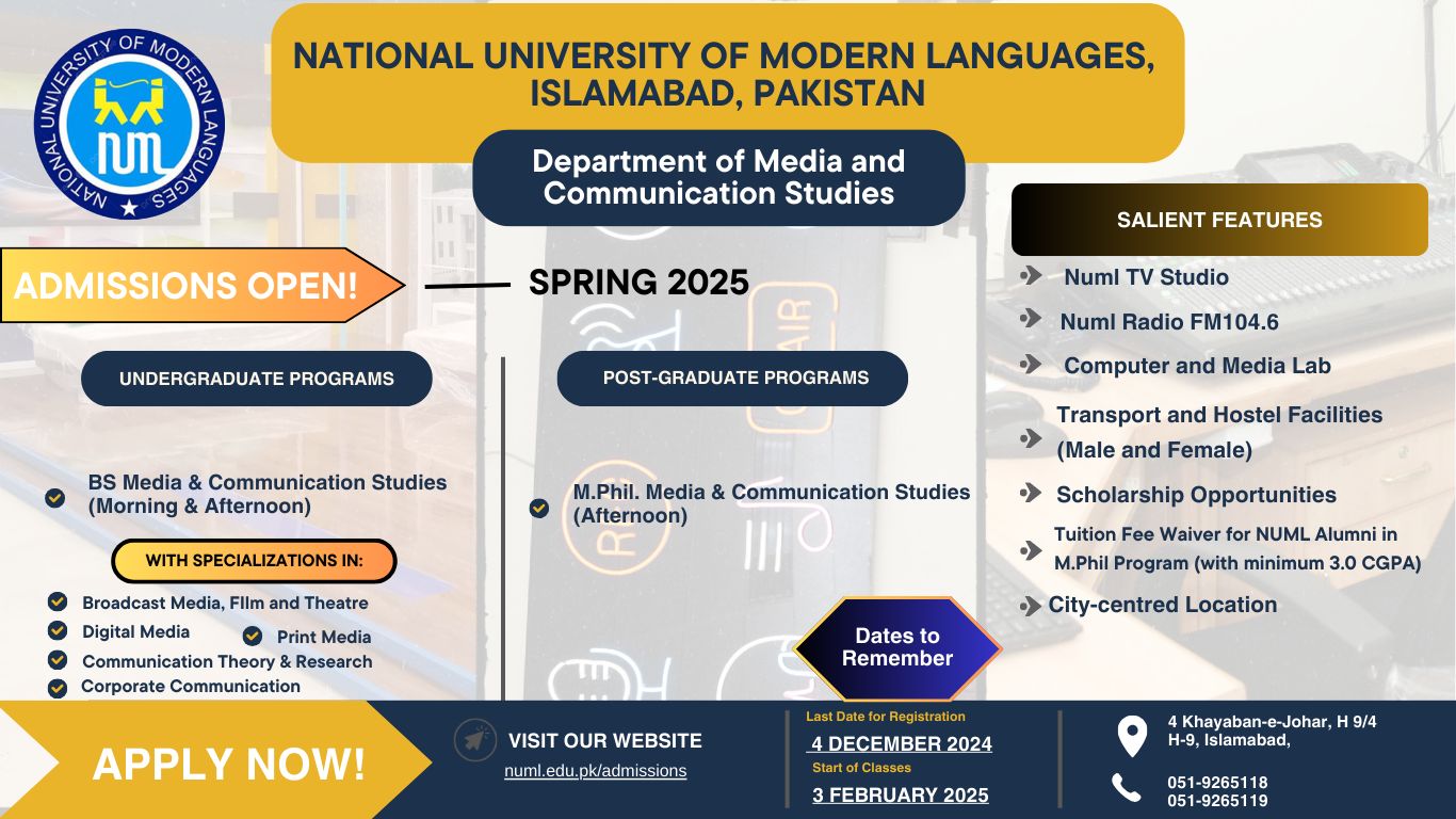 NUML ADMISSIONS - SPRING 2025