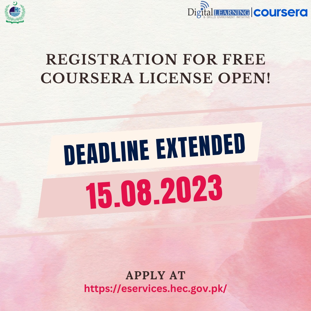 COURSERA LICENSE - Registration Deadline Extended