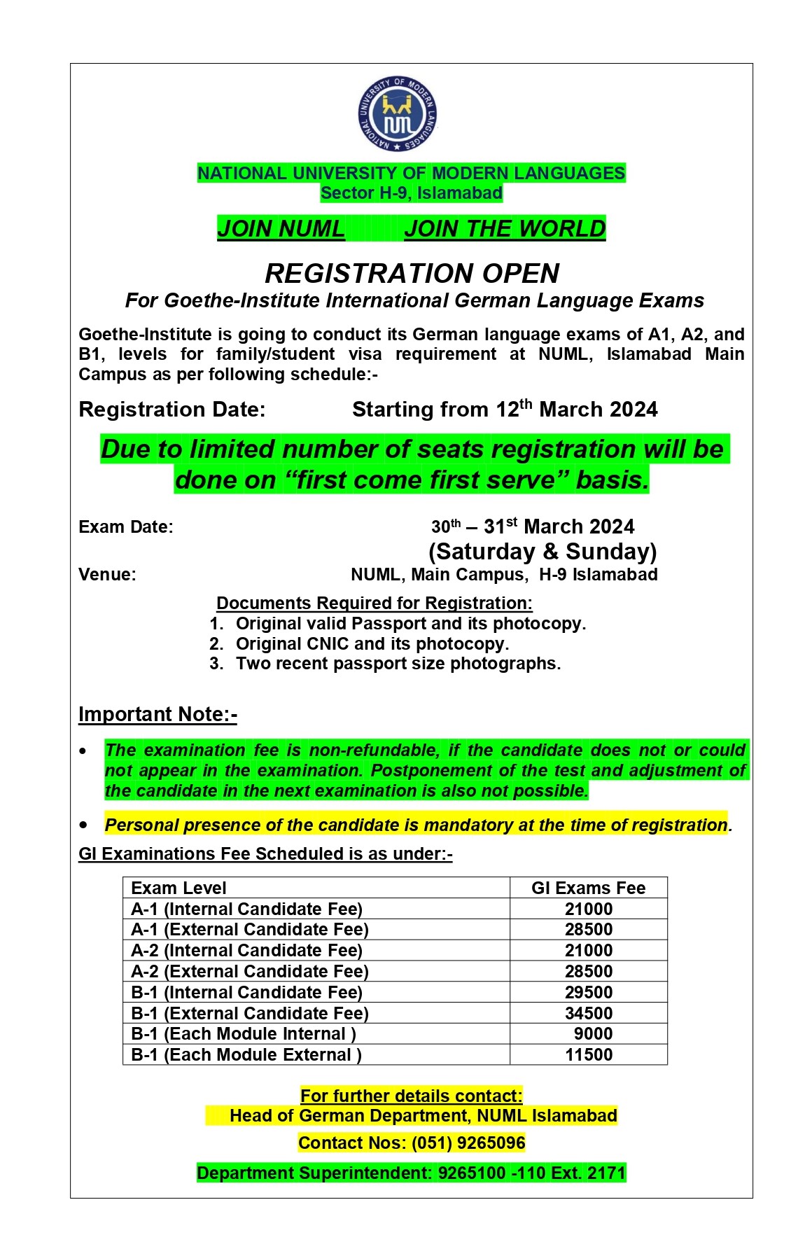 Registration open for Goethe Institute Exam