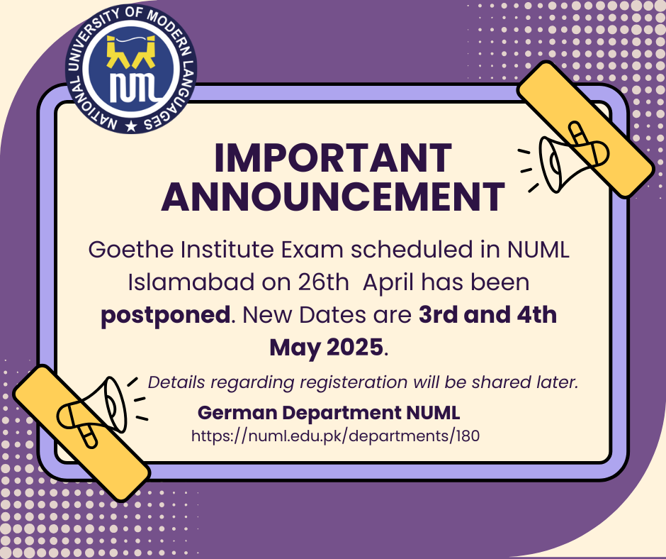 Announcement regarding Change in Goethe Exam date