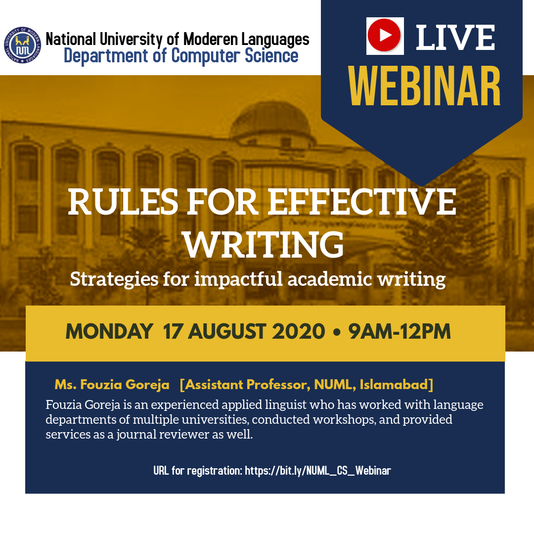 Webinar on 'Rules for Effective Writing'