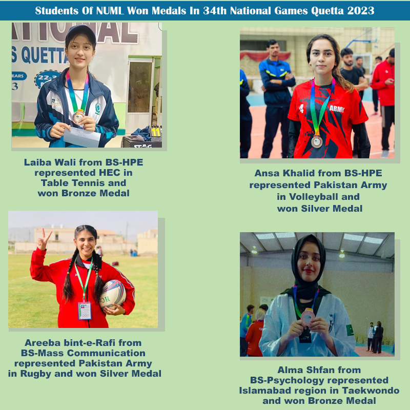 Students of NUML Won Medals In 34th National Games Quetta 2023