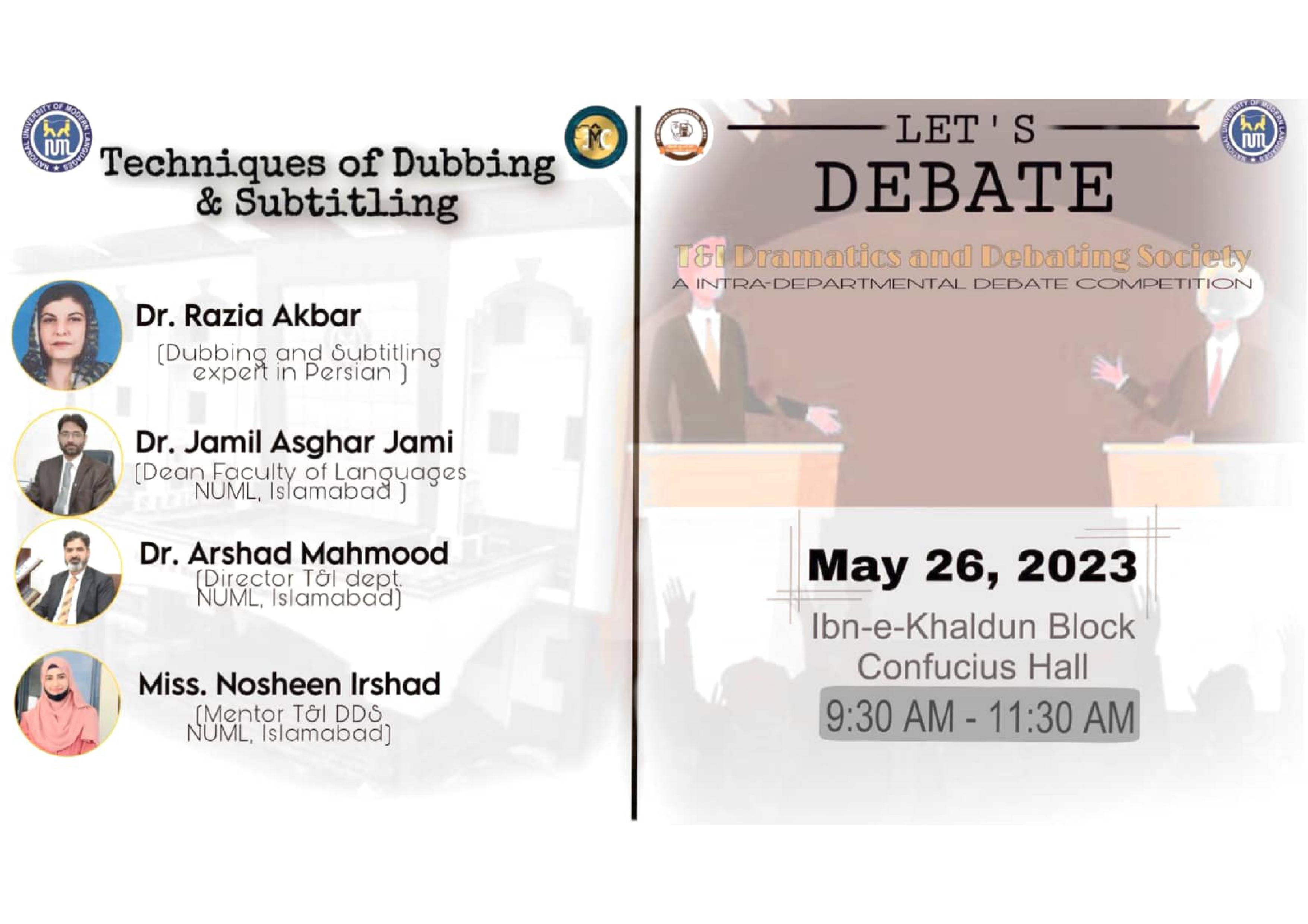 A Lecture on Dubbing and Subtitling and Departmental Declamation Contest