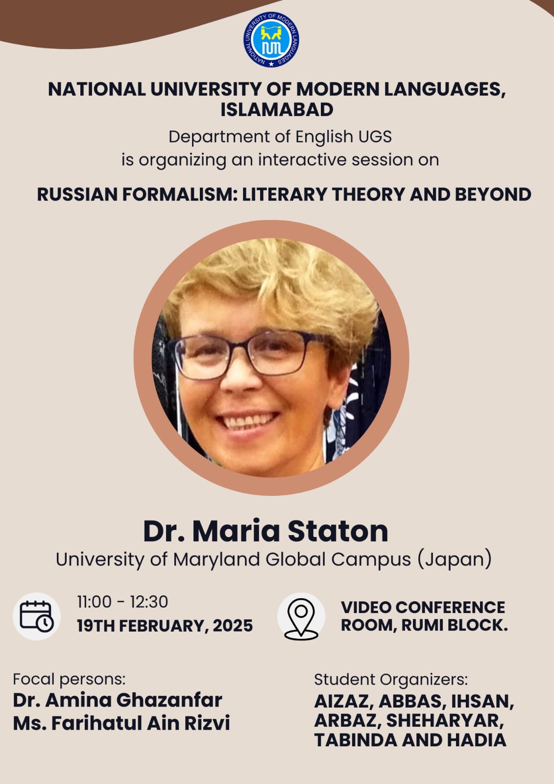 Interactive session on Russian Formalism: Literary Theory and Beyond with Dr. Maria Staton