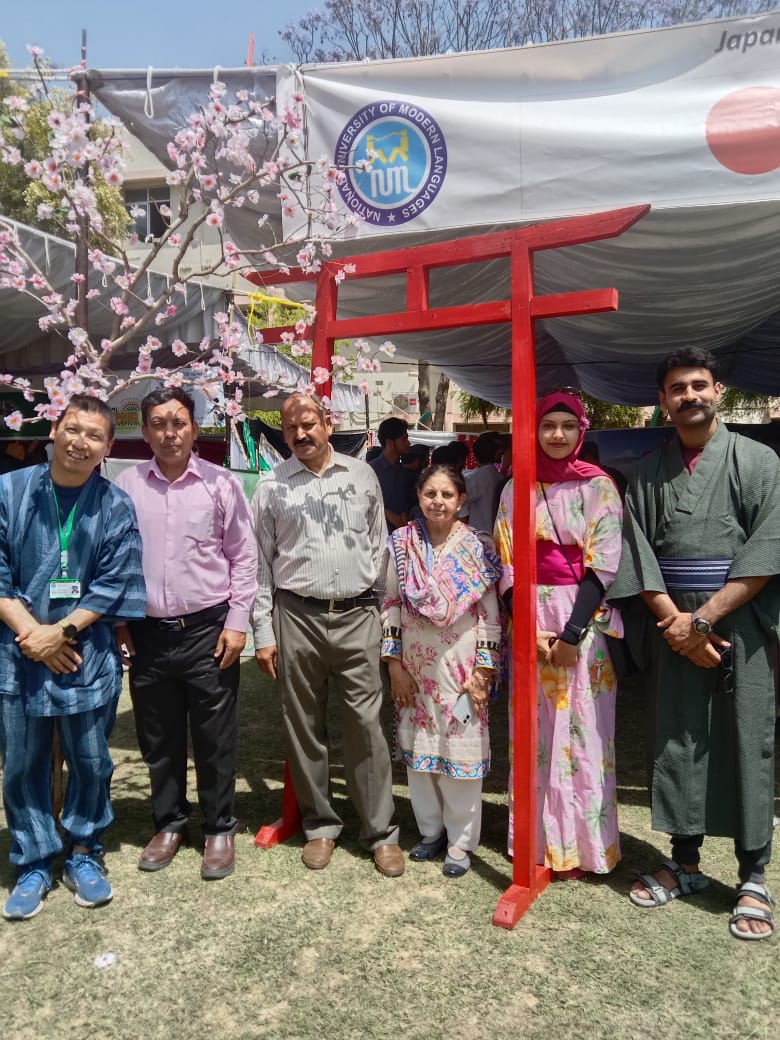The Department of Japanese Language took part in the University’s Spring Festival held in April 2025. Students showcased Japanese culture by wearing traditional attire and demonstrating Shodō (Japanese calligraphy). They also created a beautiful photo booth with a Sakura tree and a Torii gate, which became a festival highlight. Participants enjoyed tasting Japanese food and playing games to win prizes, making the event lively and memorable.